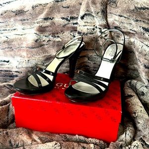 Guess by Marciano strappy, sequined patent leather heels. Size 9.5